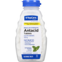 TopCare Antacid, Regular Strength, 500 mg, Tablets, Peppermint Flavor, 150 Each