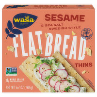 Wasa Flat Bread, Thins, Sesame & Sea Salt, Swedish Style, 10 Each