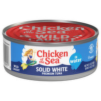Chicken of the Sea Tuna, in Water, Solid White, Premium, Wild Caught, 5 Ounce