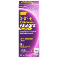 Allegra Allergy Relief, 12 Hr, Indoor/Outdoor, Children's, Berry Flavor, Liquid, 4 Fluid ounce