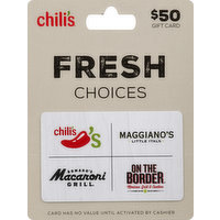 Chili's Gift Card, $50, 1 Each