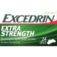 Excedrin Pain Reliever/Pain Reliever Aid, Extra Strength, Caplets, 24 Each