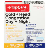 TopCare Cold + Head Congestion, Day + Night, Caplets, 20 Each