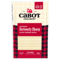 Cabot Creamery Sliced Cheese, Cheddar, Seriously Sharp, Vermont, 9 Each