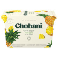 Chobani Yogurt, Greek, Reduced Fat, Pineapple on the Bottom, 4 Value Pack, 4 Each