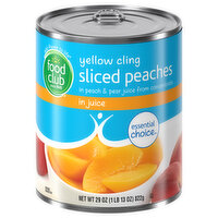 Food Club Peaches, in Juice, Sliced, Yellow Cling, 29 Ounce