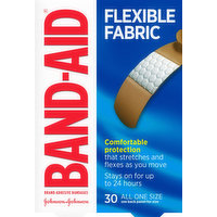 Band Aid Bandages, Adhesive, Flexible Fabric, All One Size, 30 Each