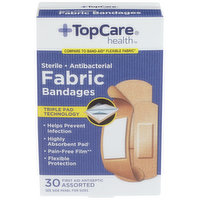 TopCare Antibacterial Fabric First Aid Antiseptic Assorted Bandages, 1 Each