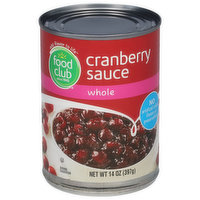 Food Club Cranberry Sauce, Whole, 14 Ounce