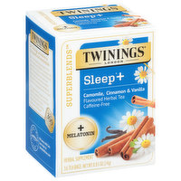 Twinings Superblends Sleep+ Melatonin Camomile, Cinnamon & Vanilla Herbal Supplement, 16 count, 0.85, 0.85 Ounce