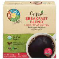 Full Circle Market Coffee, Organic, Light Roast, Breakfast Blend, Single Serve Pods, 32 Each