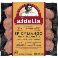 Aidells Smoked Chicken Sausage, Spicy Mango with Jalapeno, 12 Ounce