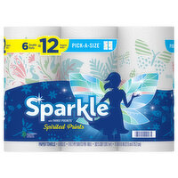 Sparkle Paper Towels, Pick-A-Size, Spirited Prints, Double Rolls, 2-Ply, 6 Each