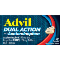 Advil Acetaminophen + Ibuprofen, Dual Action, Caplets, 72 Each