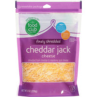 Food Club Finely Shredded Cheese, Cheddar Jack, 8 Ounce