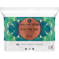 L. Pads, Ultra Thin, Chlorine Free, with Wings, Regular, 42 Each