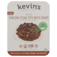 Kevin's Natural Foods Sirloin Steak Tips, with Gravy, 16 Ounce