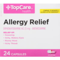 TopCare Allergy Relief, 25 mg, Capsules, 24 Each