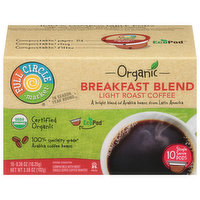 Full Circle Market Coffee, Light Roast, Breakfast Blend, Single Serve Pods, 10 Each