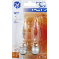 GE Light Bulbs, Crystal Clear, 40 Watts, 2 Each