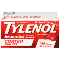 Tylenol Acetaminophen, for Adults, Extra Strength, 500 mg, Tablets, 100 Each