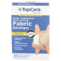 TopCare Antibacterial Fabric First Aid Antiseptic Assorted Knuckle & Fingertip Bandages, 1 Each