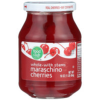 Food Club Whole Maraschino Cherries With Stems, 16 Ounce