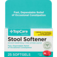 TopCare Stool Softener, 100 mg, Softgels, 25 Each