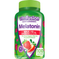 Vitafusion Melatonin, Max Strength, 10 mg, Gummies, Natural Strawberry Flavor, 100 Each