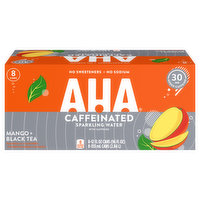 AHA Sparkling Water, Caffeinated, Mango + Black Tea, 8 Each