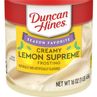 Duncan Hines Frosting, Creamy Lemon Supreme, 16 Ounce