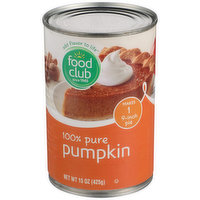 Food Club 100% Pure Pumpkin, 15 Ounce