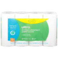 Simply Done Paper Towels, Ultra, Strong & Absorbent, Double Rolls, 2-Ply, 4 Each