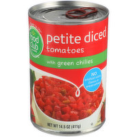 Food Club Petite Diced Tomatoes With Green Chilies, 14.5 Ounce