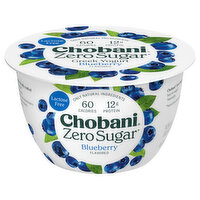 Chobani Greek Yogurt, Nonfat, Blueberry, Lactose Free, Zero Sugar, 5.3 Ounce