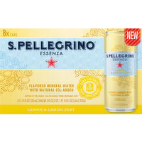 Sanpellegrino Mineral Water, Lemon & Lemon Zest Flavored, 8 Each