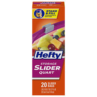 Hefty Slider Bags, Storage, Quart, 20 Each