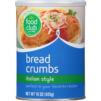 Food Club Bread Crumbs, Italian Style, 15 Ounce