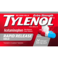 Tylenol Acetaminophen, Extra Strength, 500 mg, Rapid Release Gels, Gelcaps, 24 Each