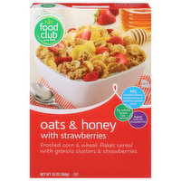 Food Club Cereal, Oats & Honey with Strawberries, 13 Ounce