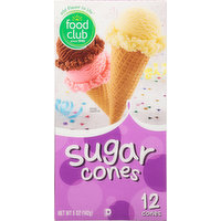 Food Club Sugar Cones, 12 Each