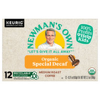 Newman's Own Coffee, Organic, Special Decaf, Medium Roast, 12 Each