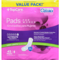 TopCare Pads, for Women, Ultimate Absorbency, Long Length, Value Pack!, 45 Each