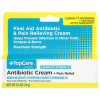 TopCare Antibiotic Cream + Pain Relief, Maximum Strength, 0.5 Ounce