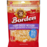 Borden Cheese, Four Cheese Mexican, 8 Ounce