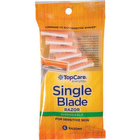 TopCare Razors, Disposable, Single Blade, 6 Each