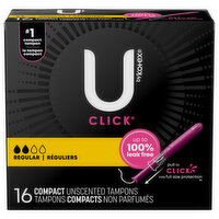 U by Kotex Tampons, Unscented, Regular, Compact, 16 Each