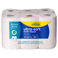 Simply Done Bath Tissue, Ultra-Soft, Mega, 2-Ply, 12 Each