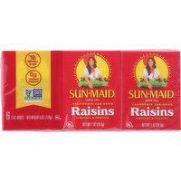 Sun-Maid Raisins, Sun-Dried, 6 Each