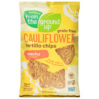 Real Food From the Ground Up Tortilla Chips, Cauliflower, Grain Free, Nacho Flavor, 4.5 Ounce